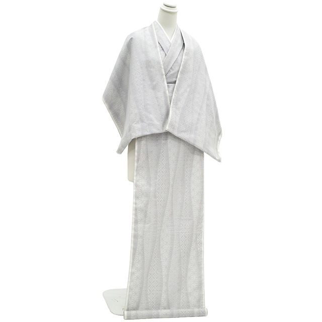 新古品】 本場大島紬 着物 着尺 反物 正絹 白大島 大島紬 白泥 織絣 横