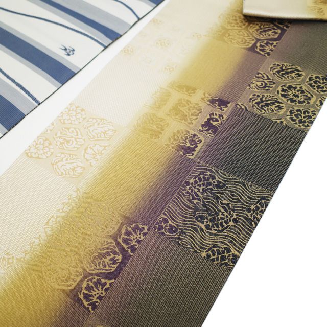 中古】 袋帯 リサイクル リバーシブル 両面 全通 長尺 京都 西陣 金糸