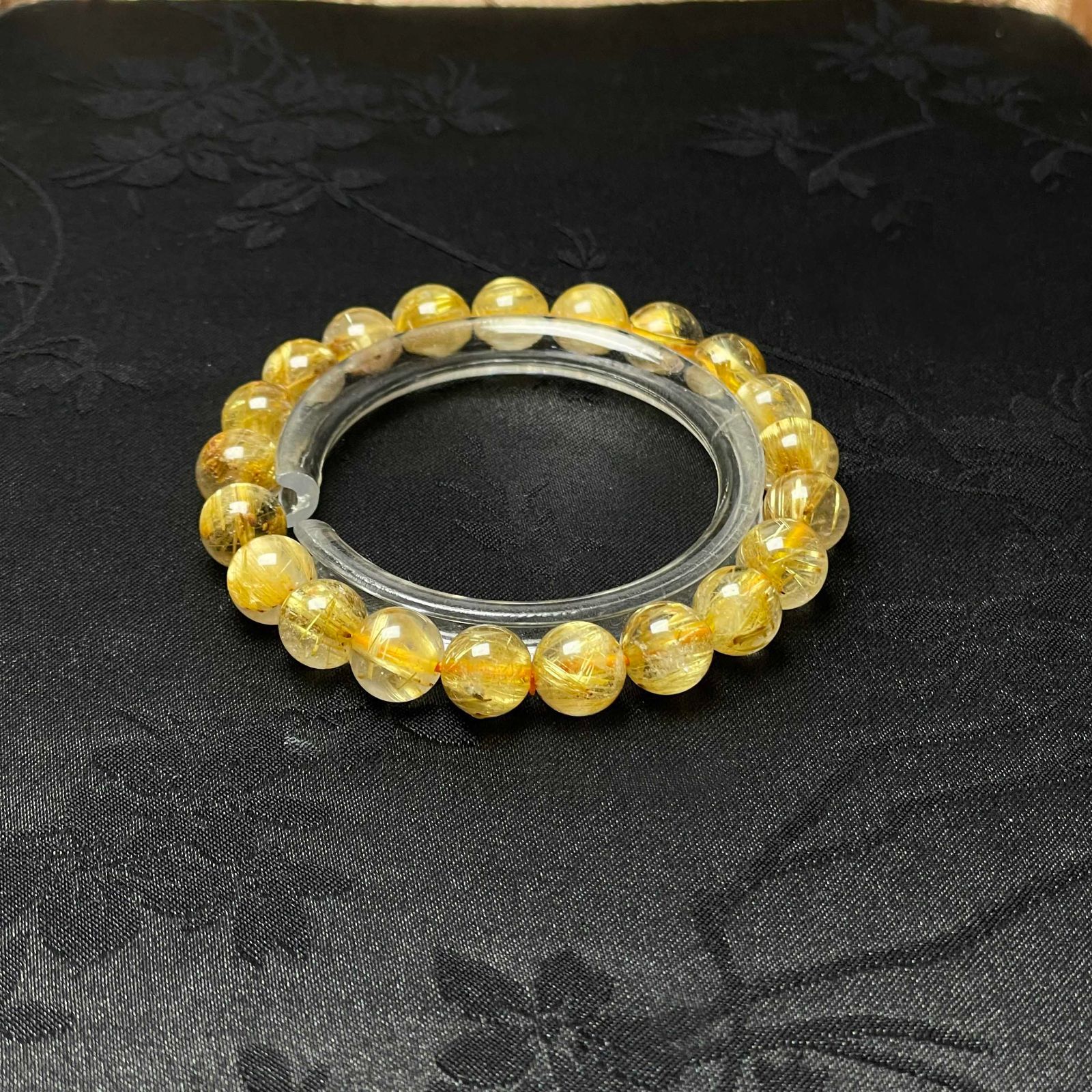 天然水晶★【40極!極満針ルチルクォーツ】★ブレス パワーストーン 天然石 金運 お守り 8.8-9.2mm ZB9858