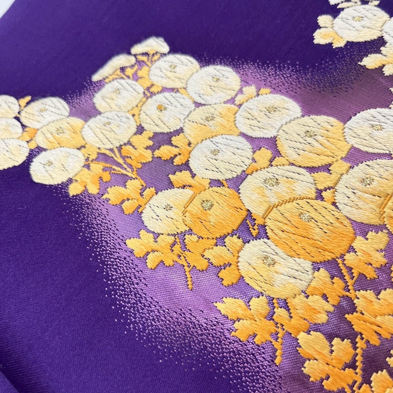 正絹　塩瀬　名古屋帯　手毬　梅菊 楽天市場】塩瀬 染め名古屋帯 染帯 茶 九寸 未仕立て 【仕立て代込