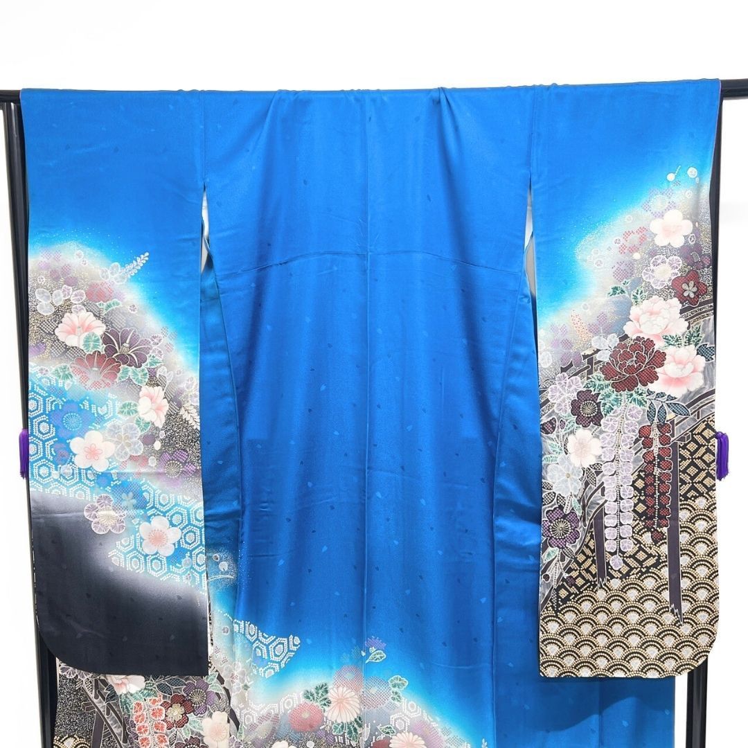  振袖 金彩 青海波 牡丹 梅花模様 ぼかし 着物 122 p ms 振袖 着物