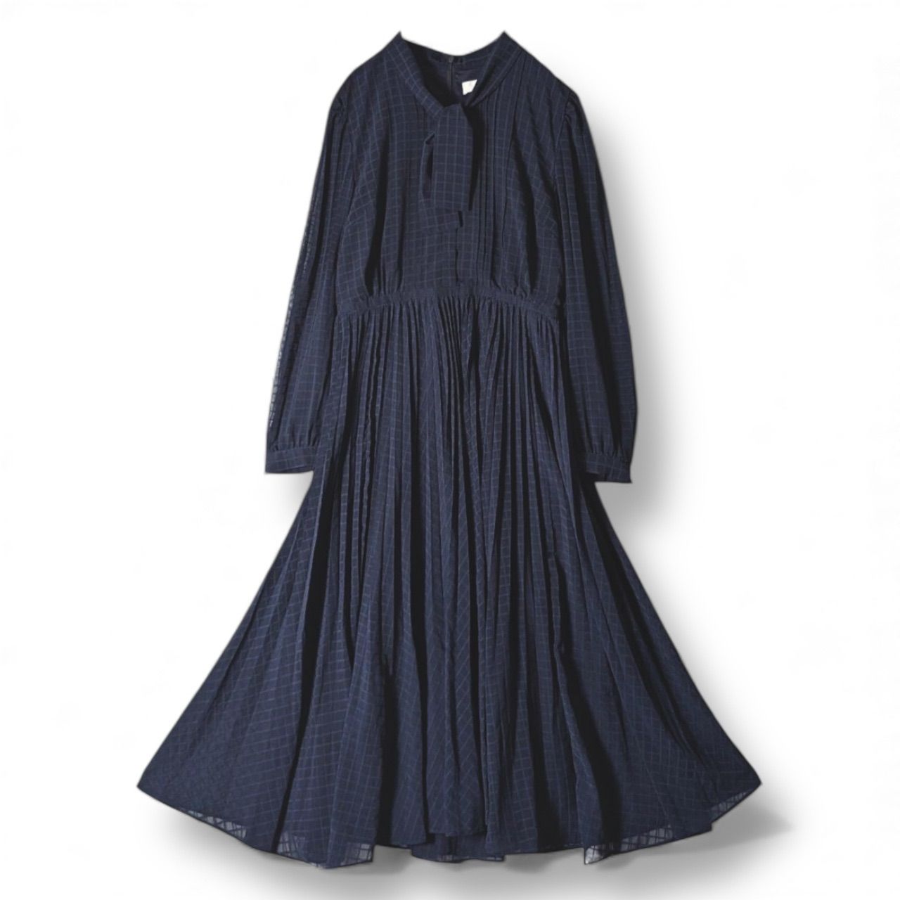 極美品 CELFORD セルフォード シアーチェックボウタイワンピース 
