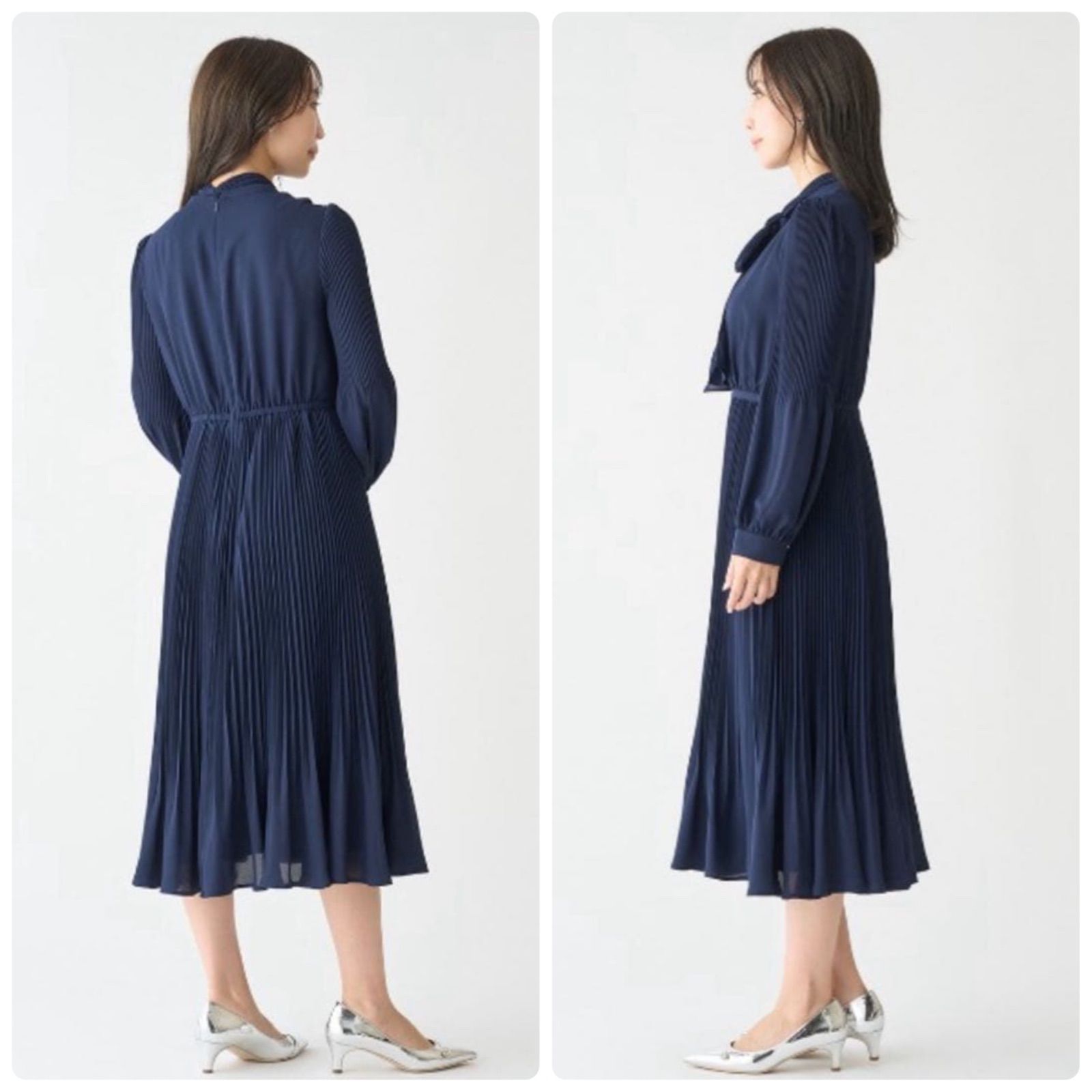 極美品 CELFORD セルフォード シアーチェックボウタイワンピース 