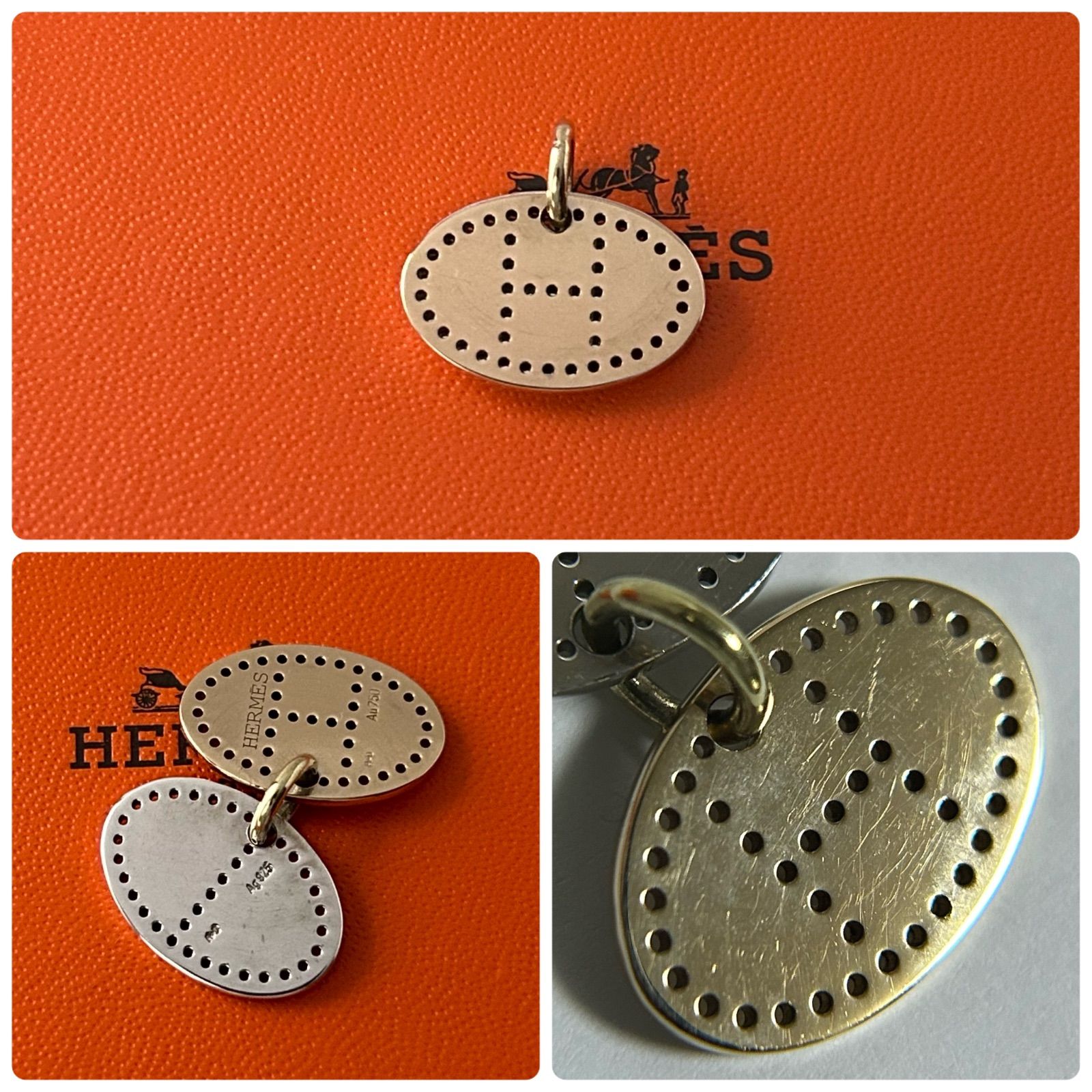 使用感有】 エルメス エクリプス エブリン AG925 AU750 K18 コンビ