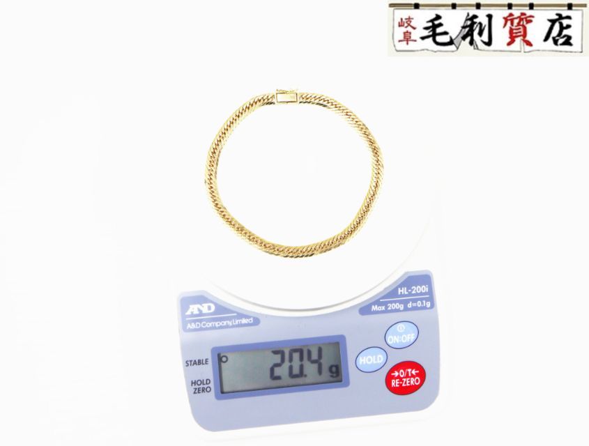 K 18 キヘイ 喜平 アンクレット 8面トリプル 20.4ｇ 8メントリプル 18金 イエローゴールド 750 YG ジュエリー