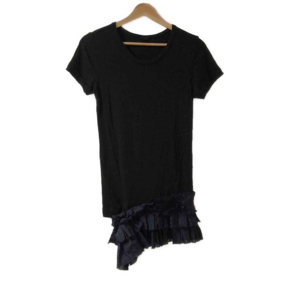 Y s ワイズ チュニック サイズ2 M レディース - 黒×ネイビー クルーネック|半袖