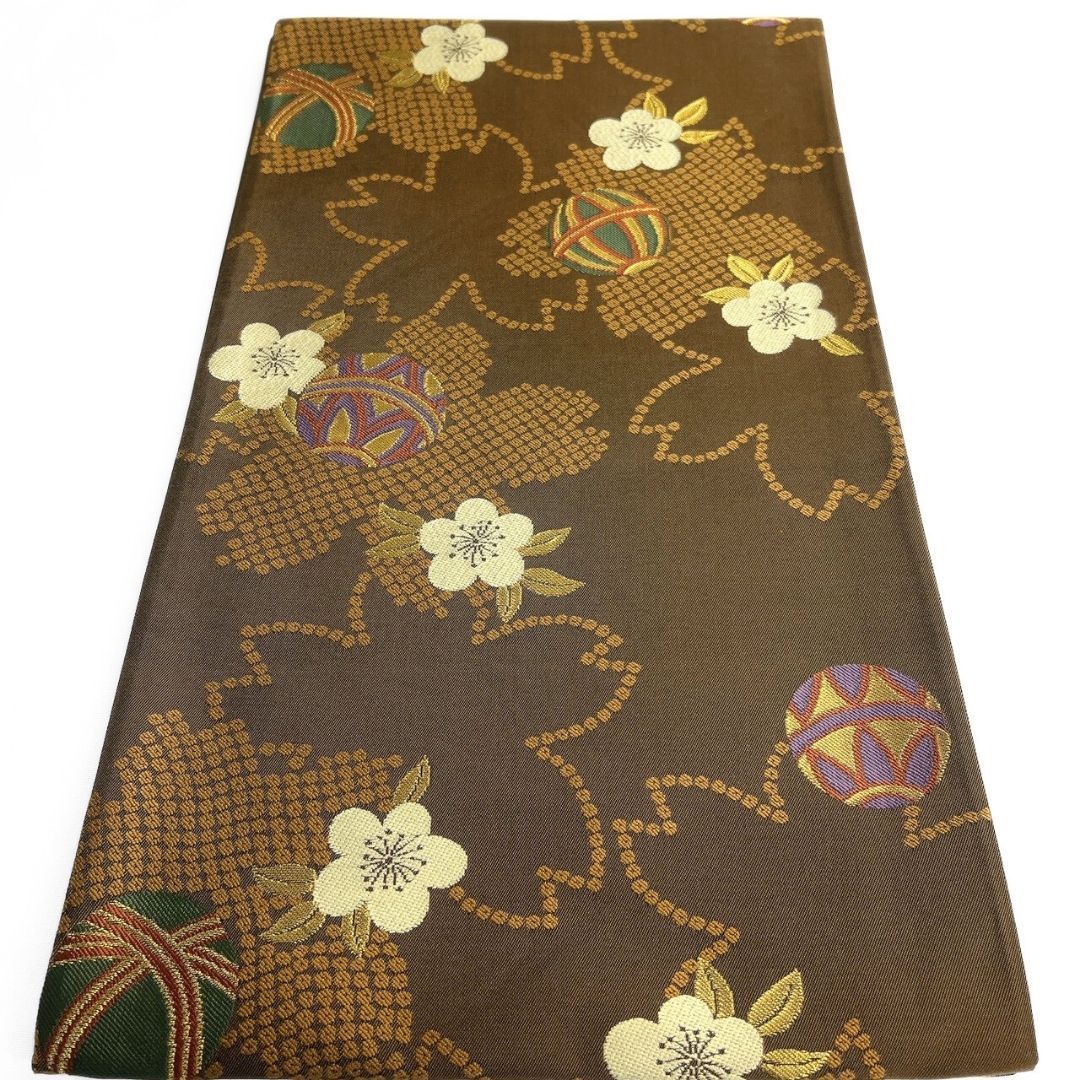 未着用 袋帯 桜花模様 鹿の子 鞠模様 金糸 着物 122 p ms - メルカリ