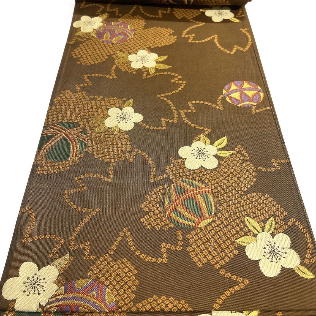 未着用 袋帯 桜花模様 鹿の子 鞠模様 金糸 着物 122 p ms - メルカリ