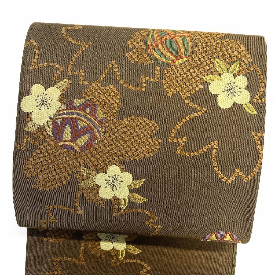 未着用 袋帯 桜花模様 鹿の子 鞠模様 金糸 着物 122 p ms - メルカリ