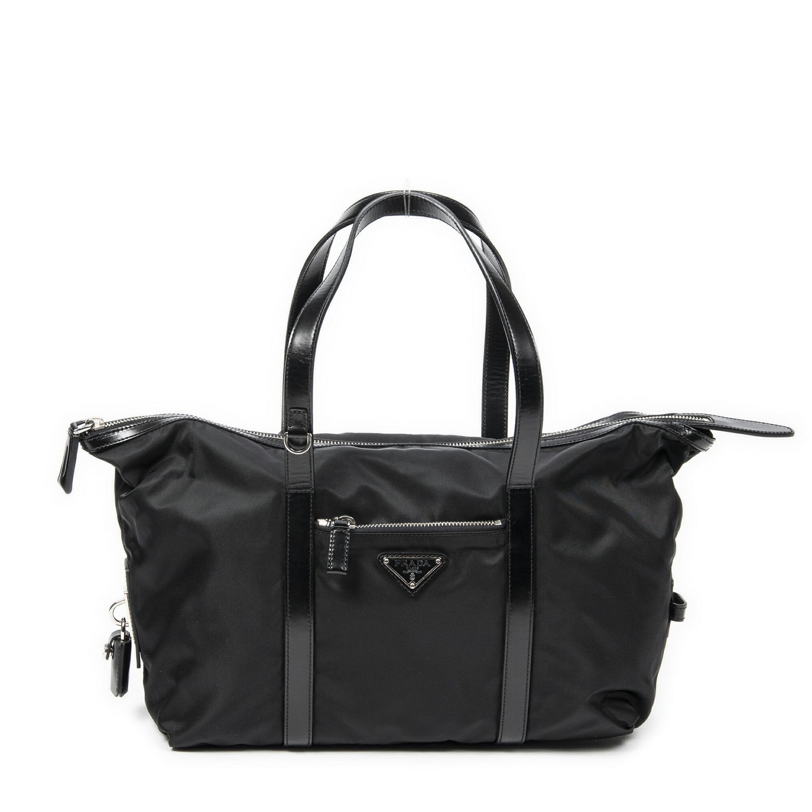 PRADA プラダジップショッピングトート黒ナイロンキャンバスA