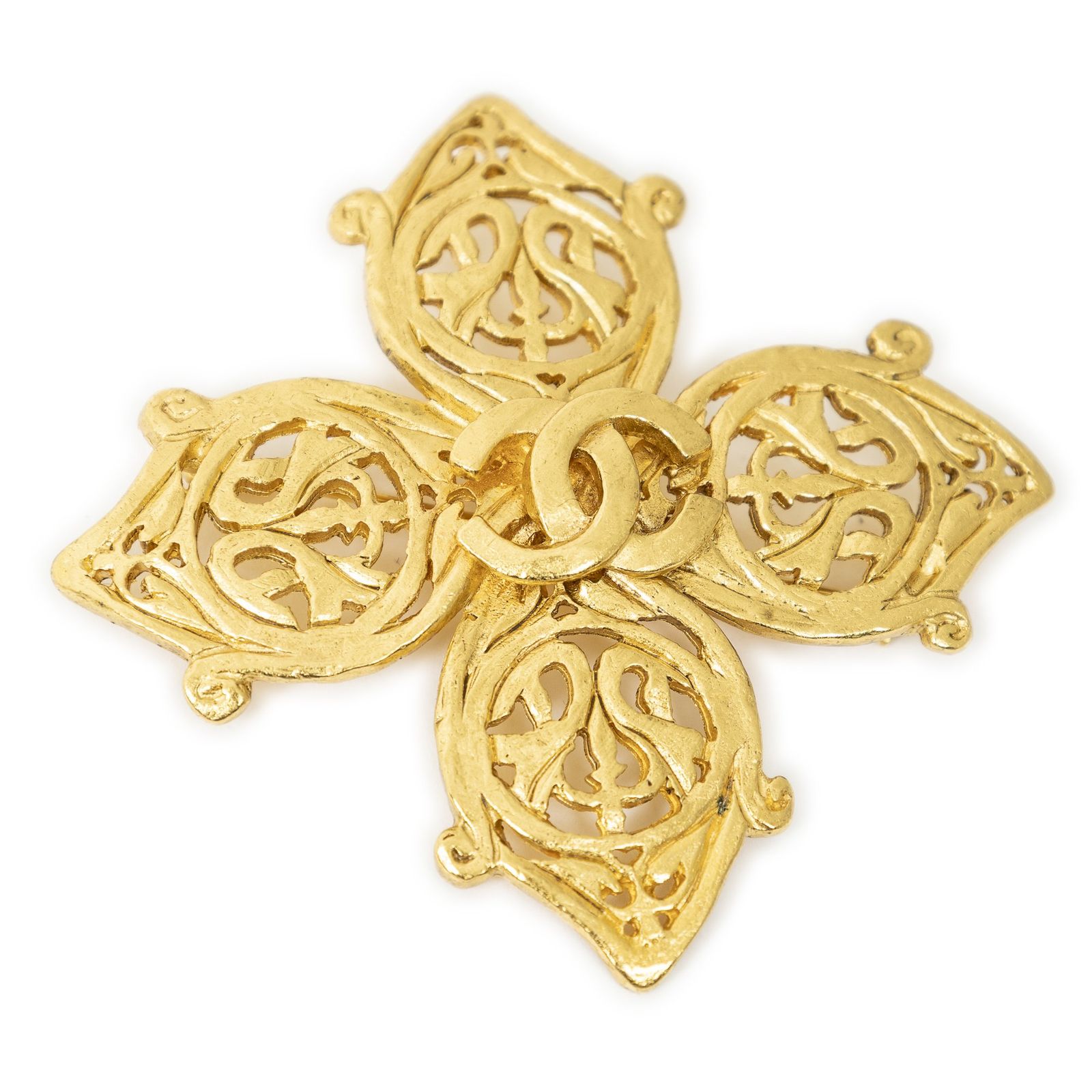 中古] CHANEL シャネルCCヴィンテージクロスブローチ金金メッキA