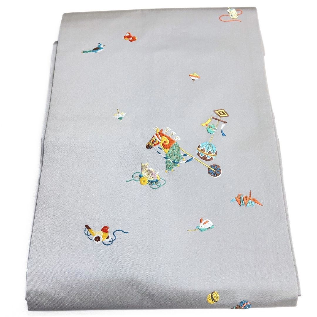 名古屋帯 唐織 おもちゃ模様 だるま 小鳥 やっこ 着物 122 p ms