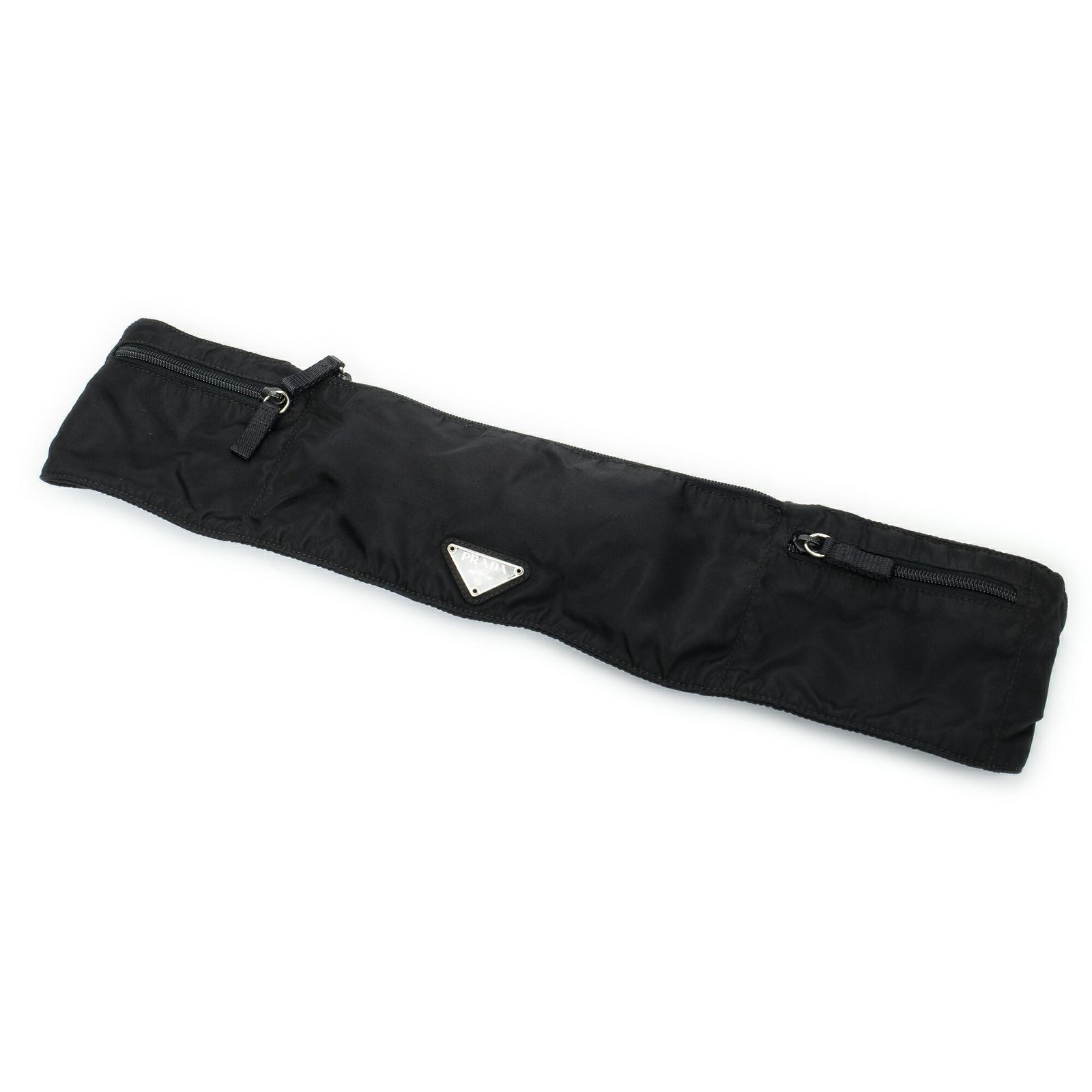 PRADA プラダフラットベルトバッグブラック|グリーンナイロンキャンバスA