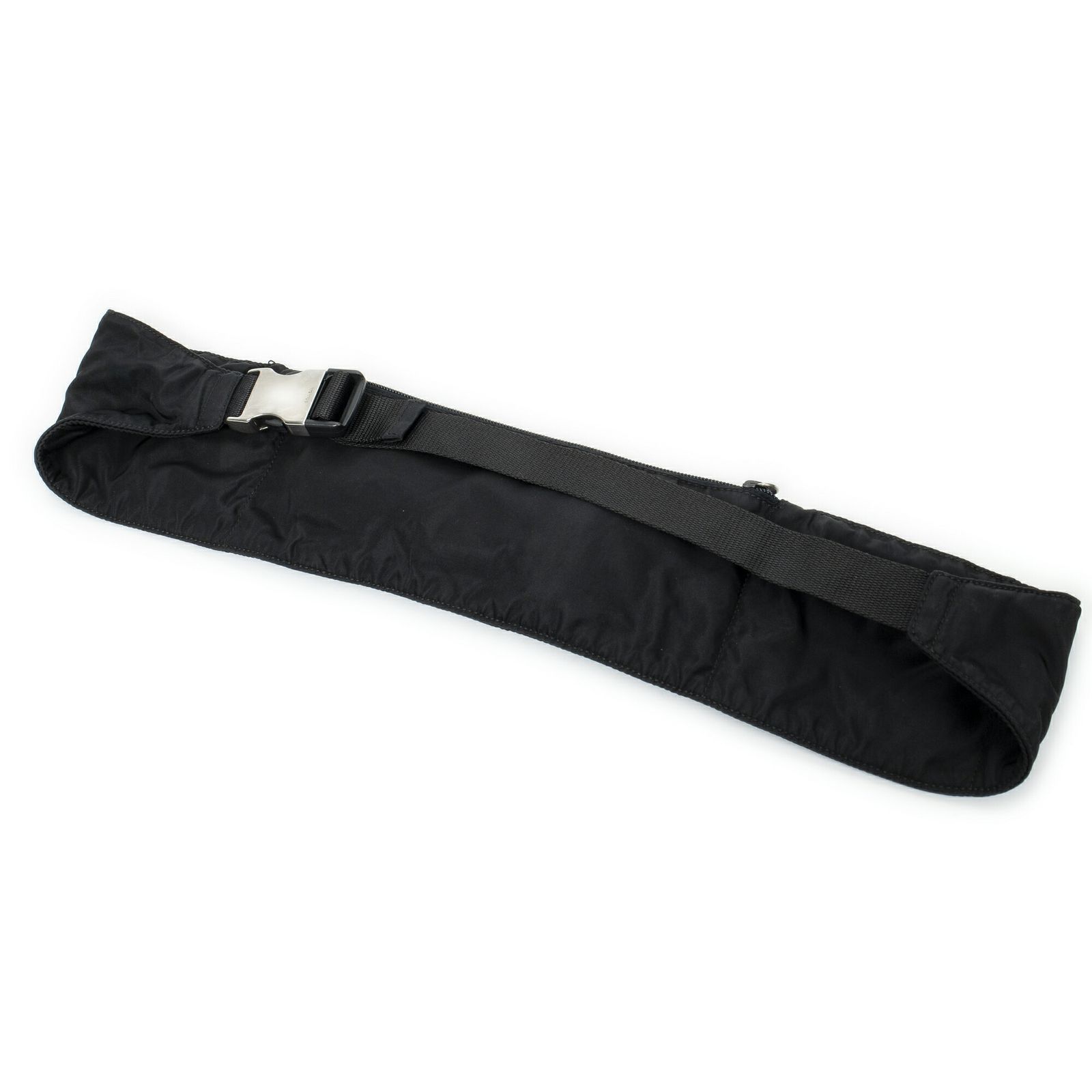 PRADA プラダフラットベルトバッグブラック グリーンナイロンキャンバスA