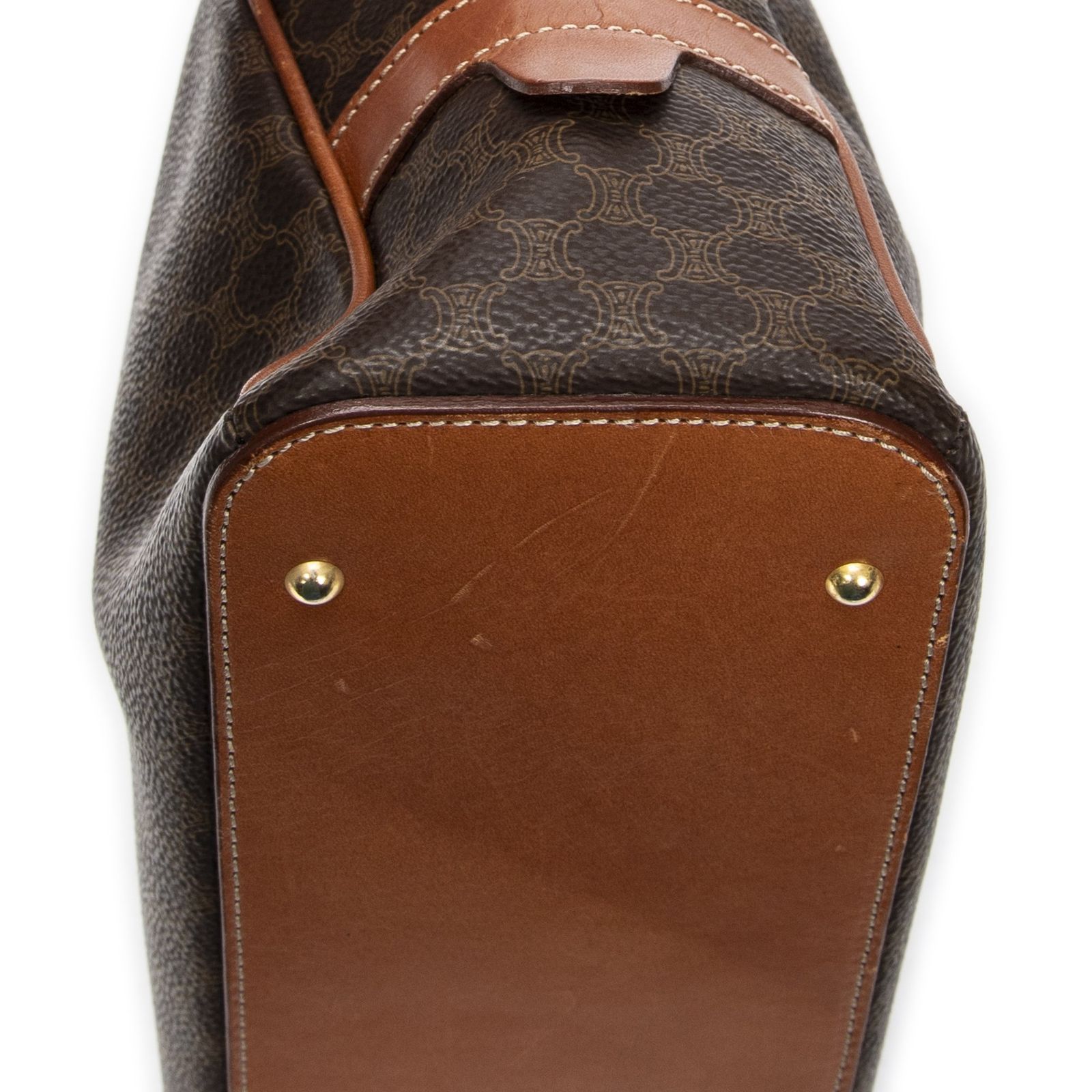 [中古] CELINE セリーヌドームトップハンドル茶色マカダムPVCキャンバスAB CELINE セリーヌ 中古] ミニボストン ダブル セリーヌヴィンテージドームトップハンドル茶色マカダムPVCキャンバスAB