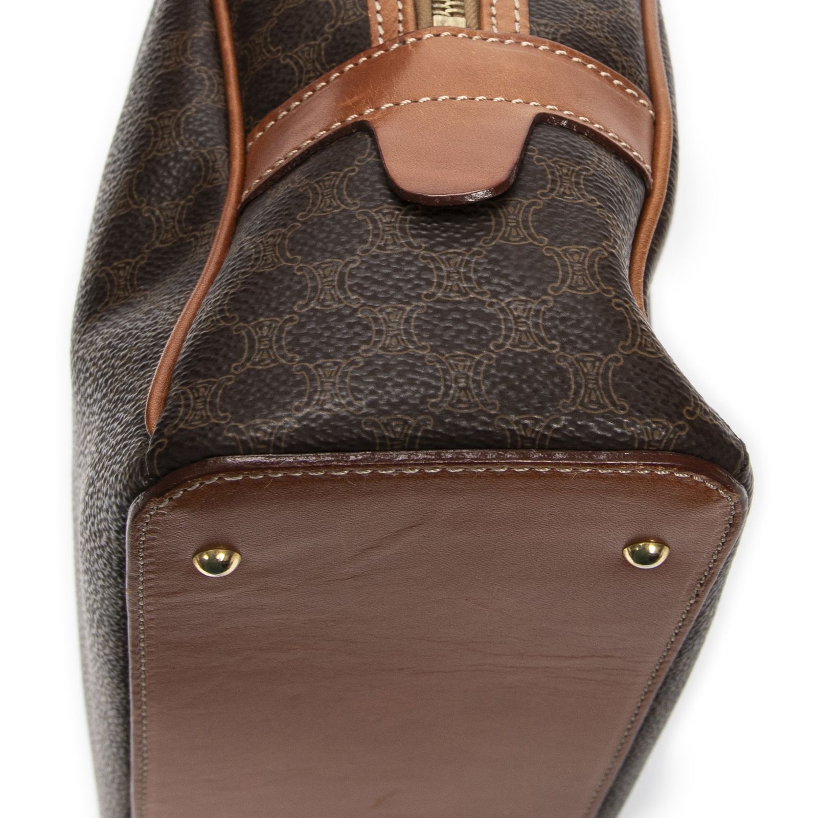 [中古] CELINE セリーヌドームトップハンドル茶色マカダムPVCキャンバスAB CELINE セリーヌ 中古] ミニボストン ダブル セリーヌヴィンテージドームトップハンドル茶色マカダムPVCキャンバスAB