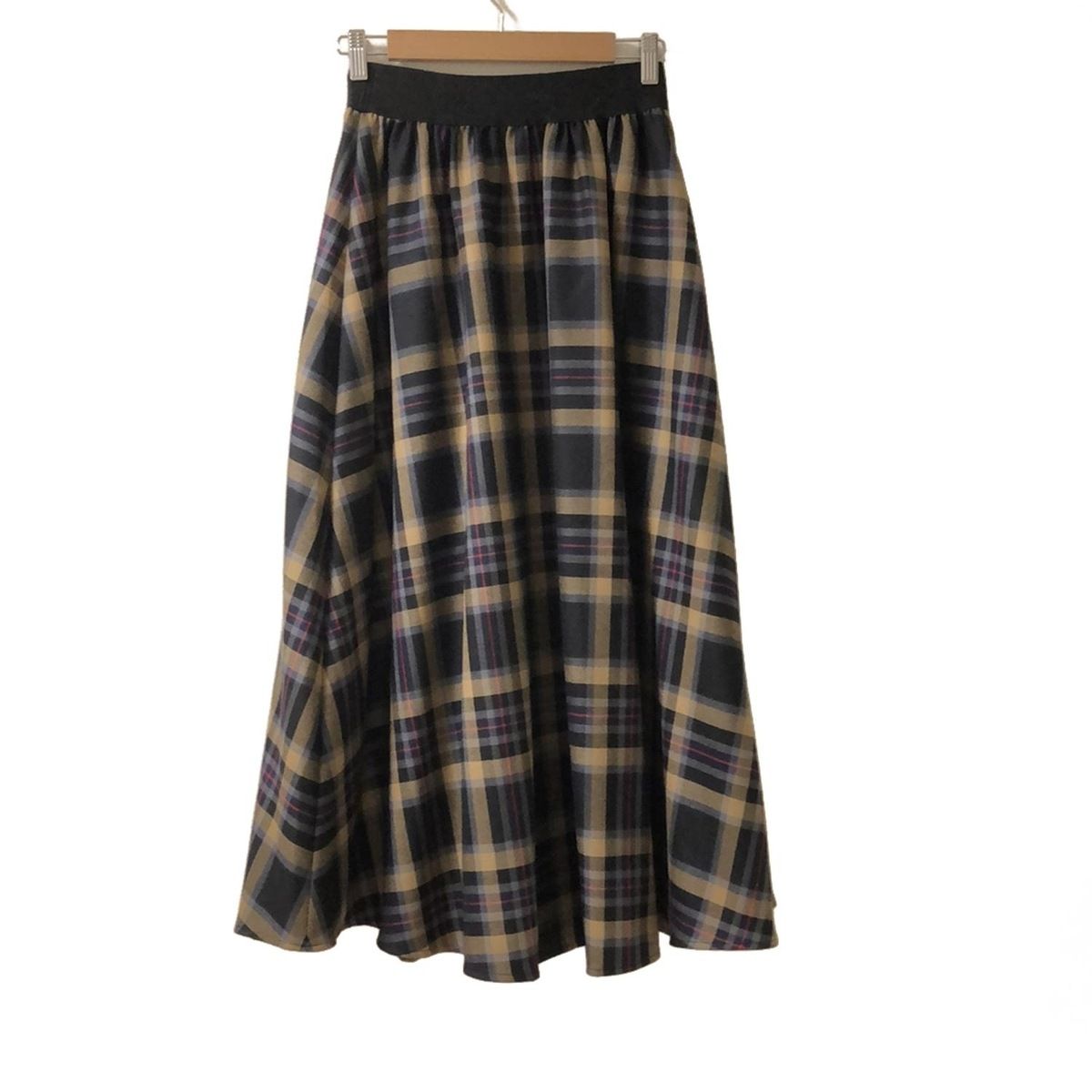 オニールオブダブリン ロングスカート サイズ40 M レディース - 黒×ベージュ×マルチ マキシ丈 チェック柄 ウエストゴム