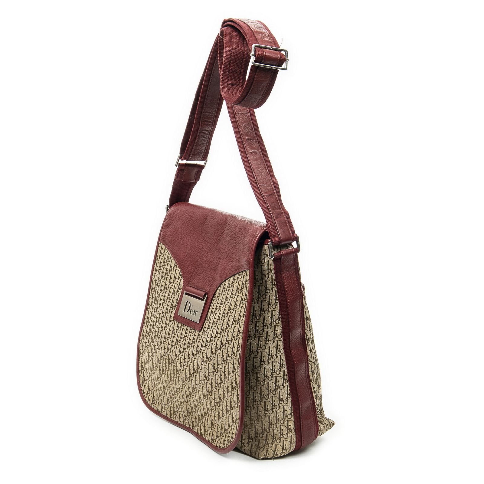 DIOR ディオールストリート シック フラップ メッセンジャー赤 ベージュトロッター柄 キャンバスA