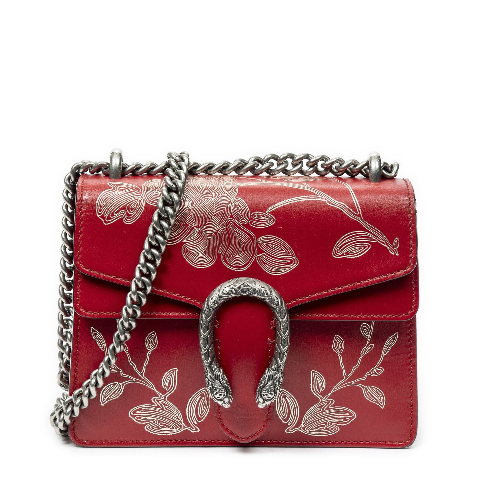 GUCCI グッチミニディオニュソス赤プリントスムースレザーA