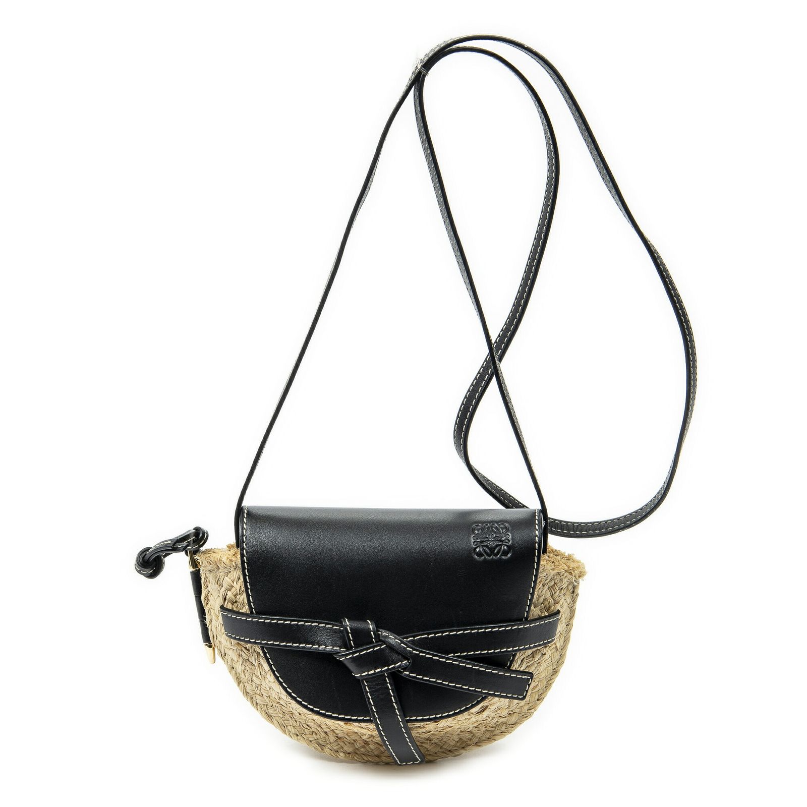 LOEWE ロエベミニゲート黒ストローキャンバスA