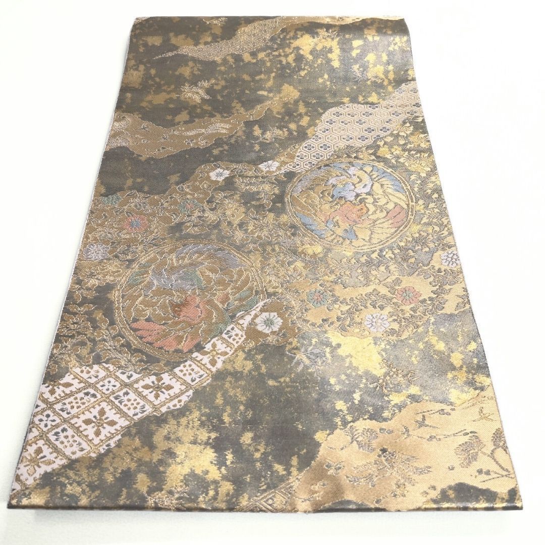 未着用 袋帯 服部織物 鳳凰紋 花菱 金糸 着物 122 p ms
