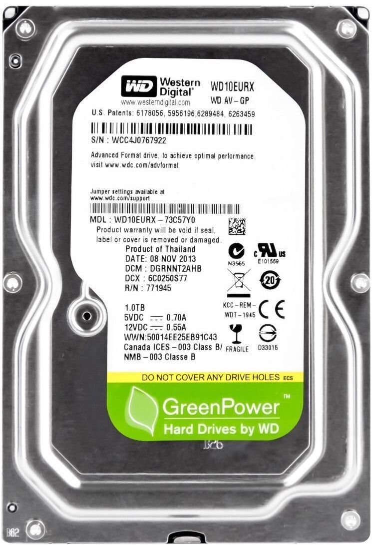 3年保証 Hard Drive WD Green AV-GP 1 TB 5400 RPM 64 MB Cache SATA III 3.5 Inch