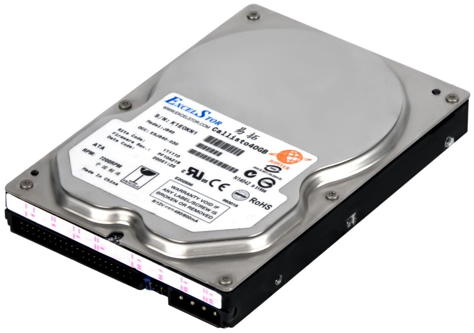 3年保証 Hard Drive Excelstor Callisto J 840 40 GB 7200 RPM 2 MB ATA | PATA IDE 3.5 Inch