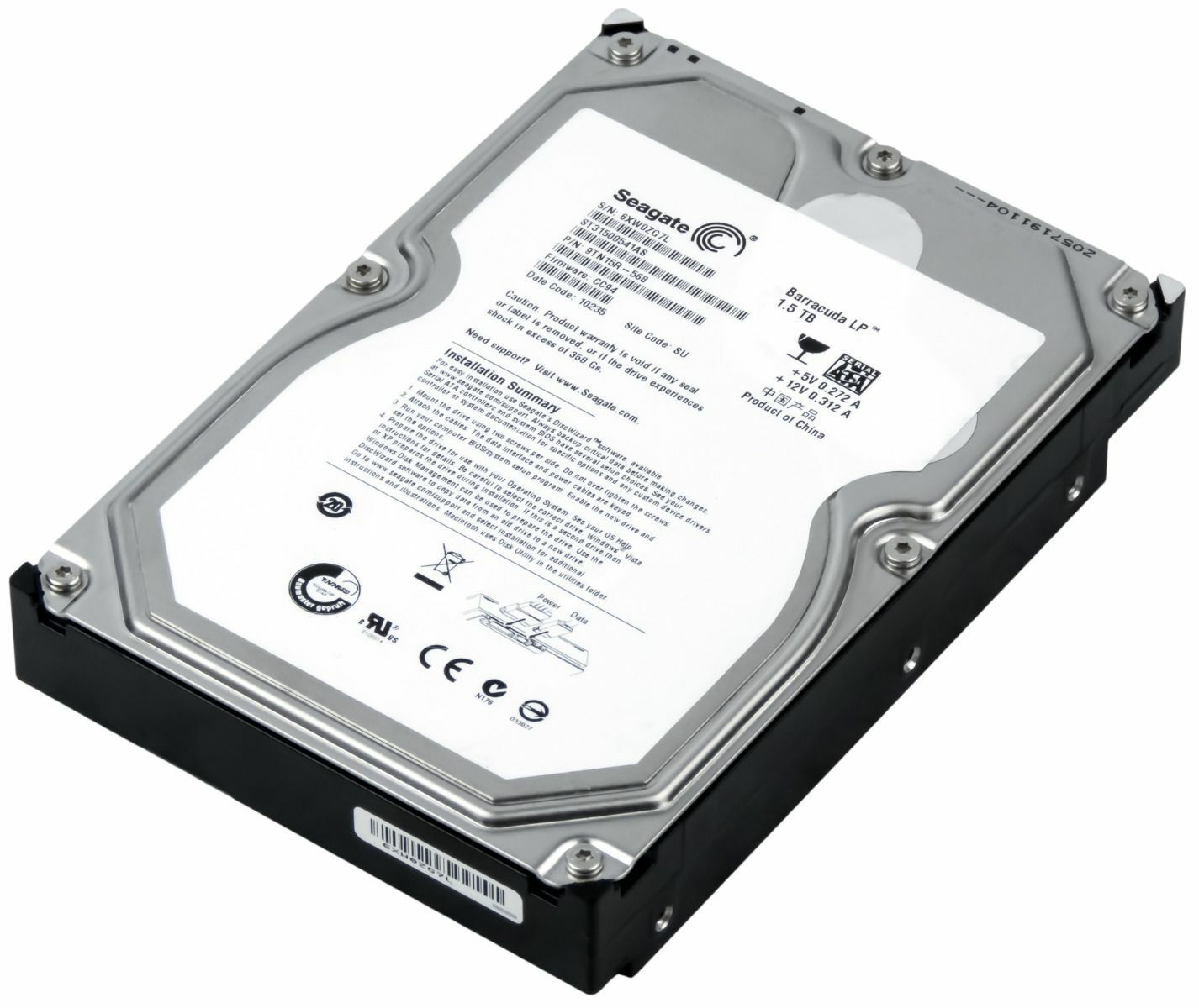 3年保証 Hard Drive Seagate Barracuda LP 1.5 TB 5900 RPM 32 MB SATA II 3.5