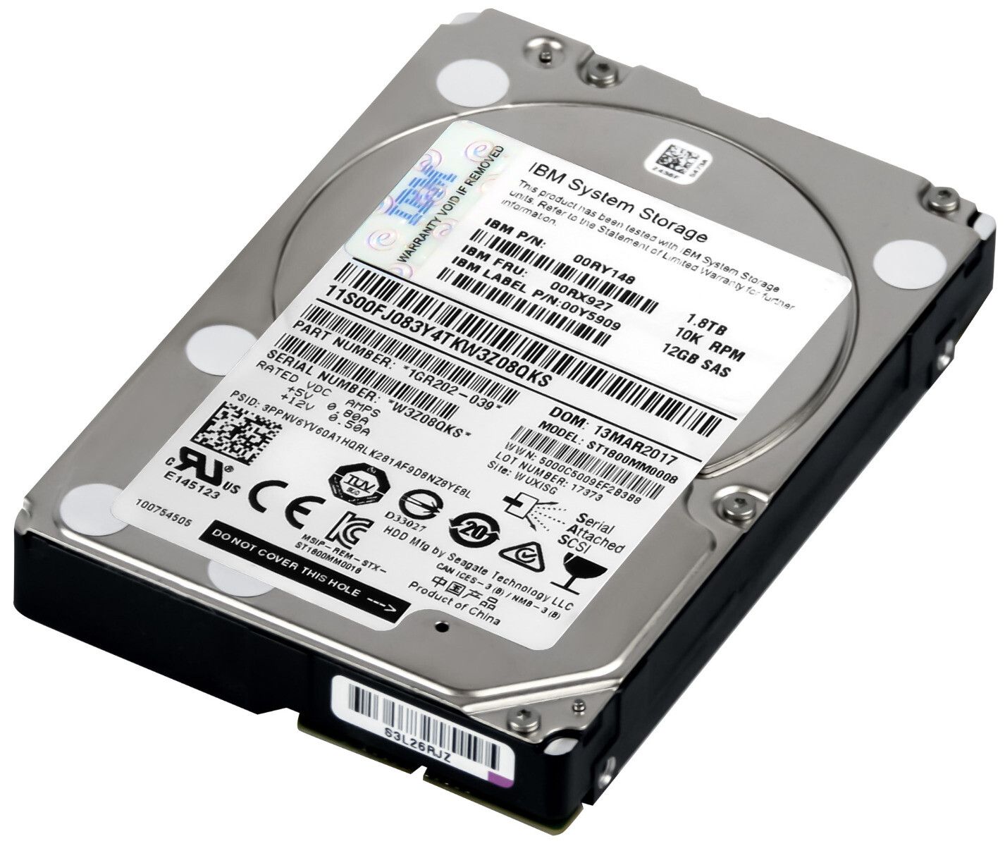 3年保証 Hard Drive IBM 00 RX 927 RY 148 1.8 TB 10 K 128 MB SAS-3 2.5 Inch