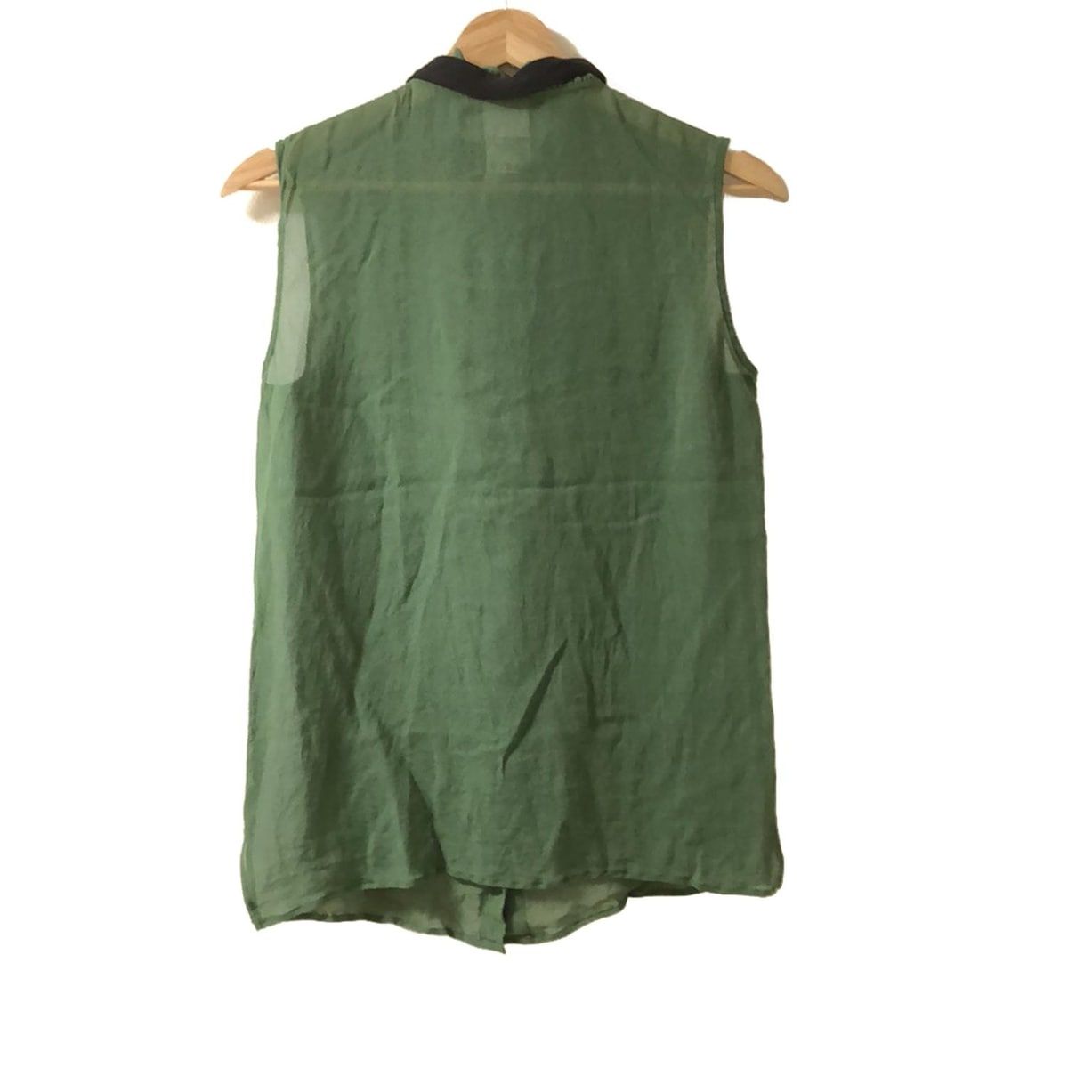 Max Mara STUDIO マックスマーラスタジオ ノースリーブシャツブラウス サイズ40 M レディース グリーン 黒 シースルー