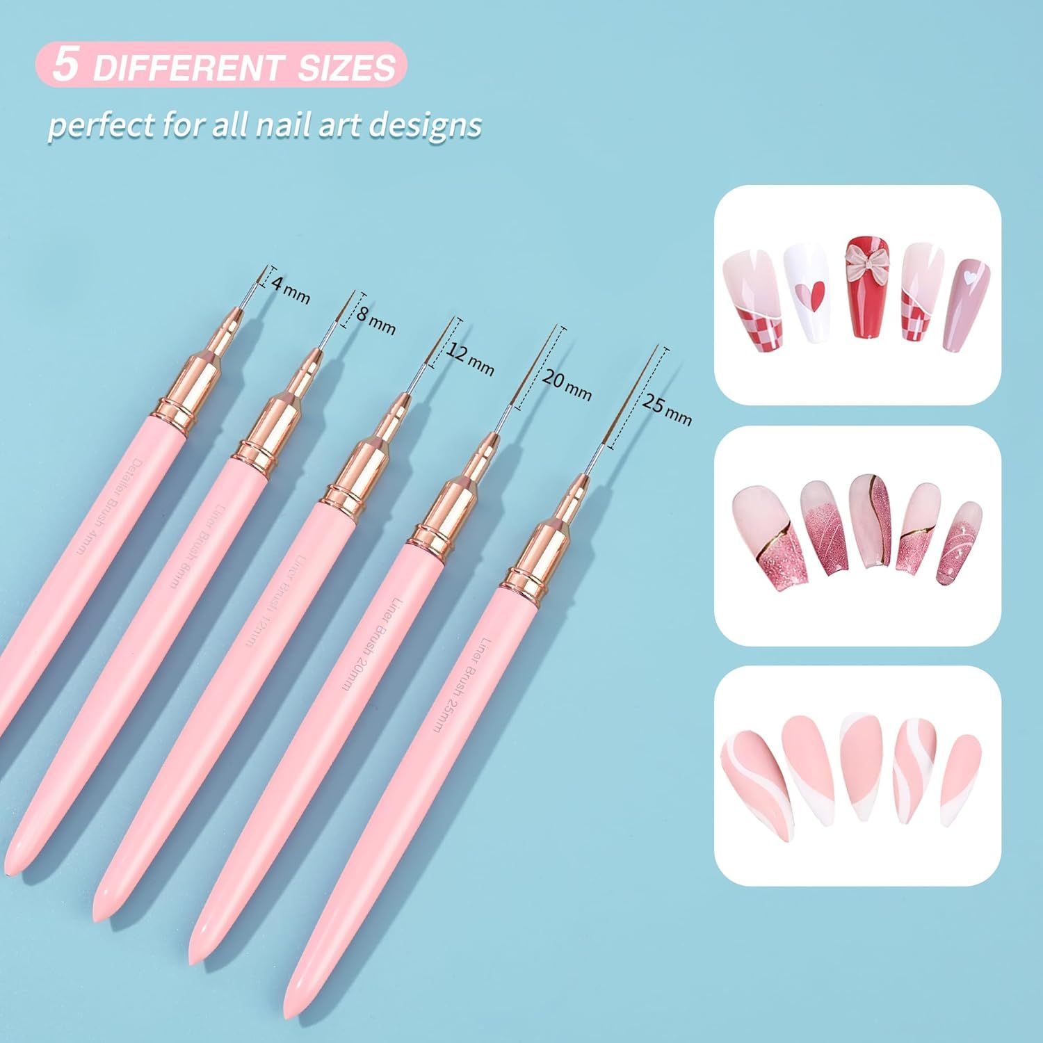 ネイルアートブラシ、ネイルアートライナーブラシ5本、ペインティング