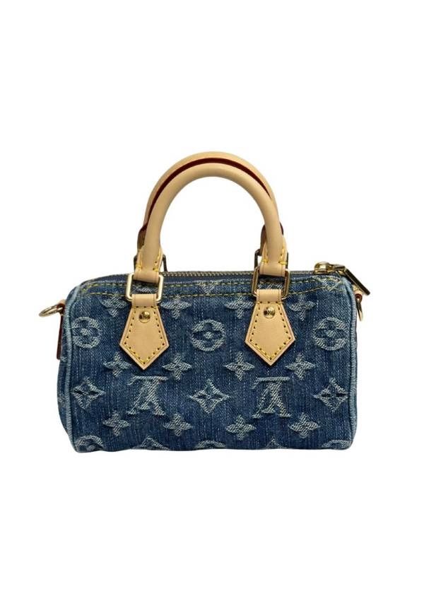 LOUIS VUITTON ルイヴィトン モノグラムデニム ナノスピーディ ブルー