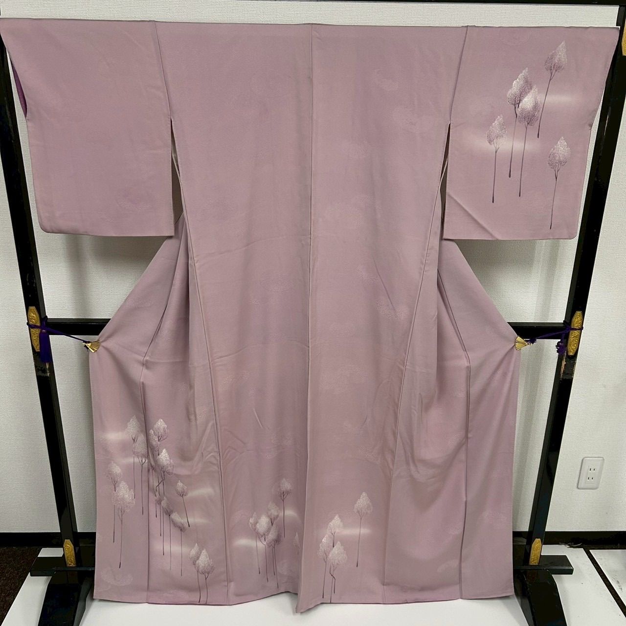 木目の様な地模様 裄68 色味の良い 紋無し 付下げ 訪問着 正絹 T-6315 木目の様な地模様 裄68 色味の良い 紋無し 付下げ