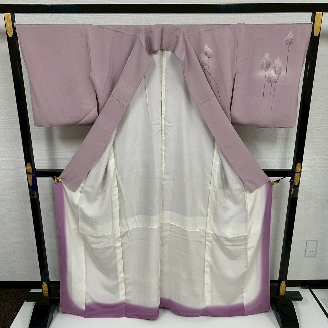 木目の様な地模様 裄68 色味の良い 紋無し 付下げ 訪問着 正絹 T-6315 木目の様な地模様 裄68 色味の良い 紋無し 付下げ