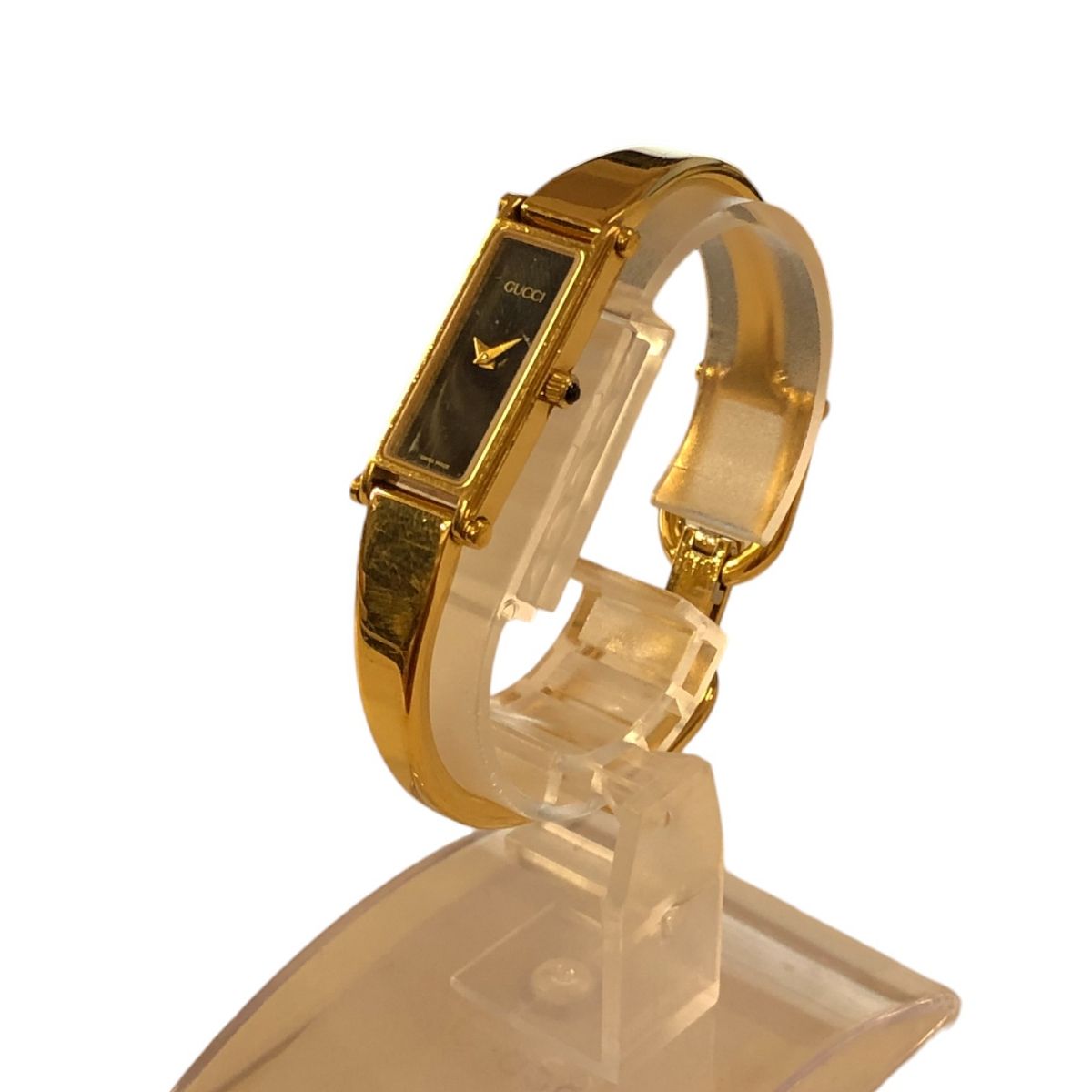 グッチ GUCCI 1500 L バングルウォッチ ブラック文字盤 ゴールド 腕時計 クオーツ アナログ レディース 不動品