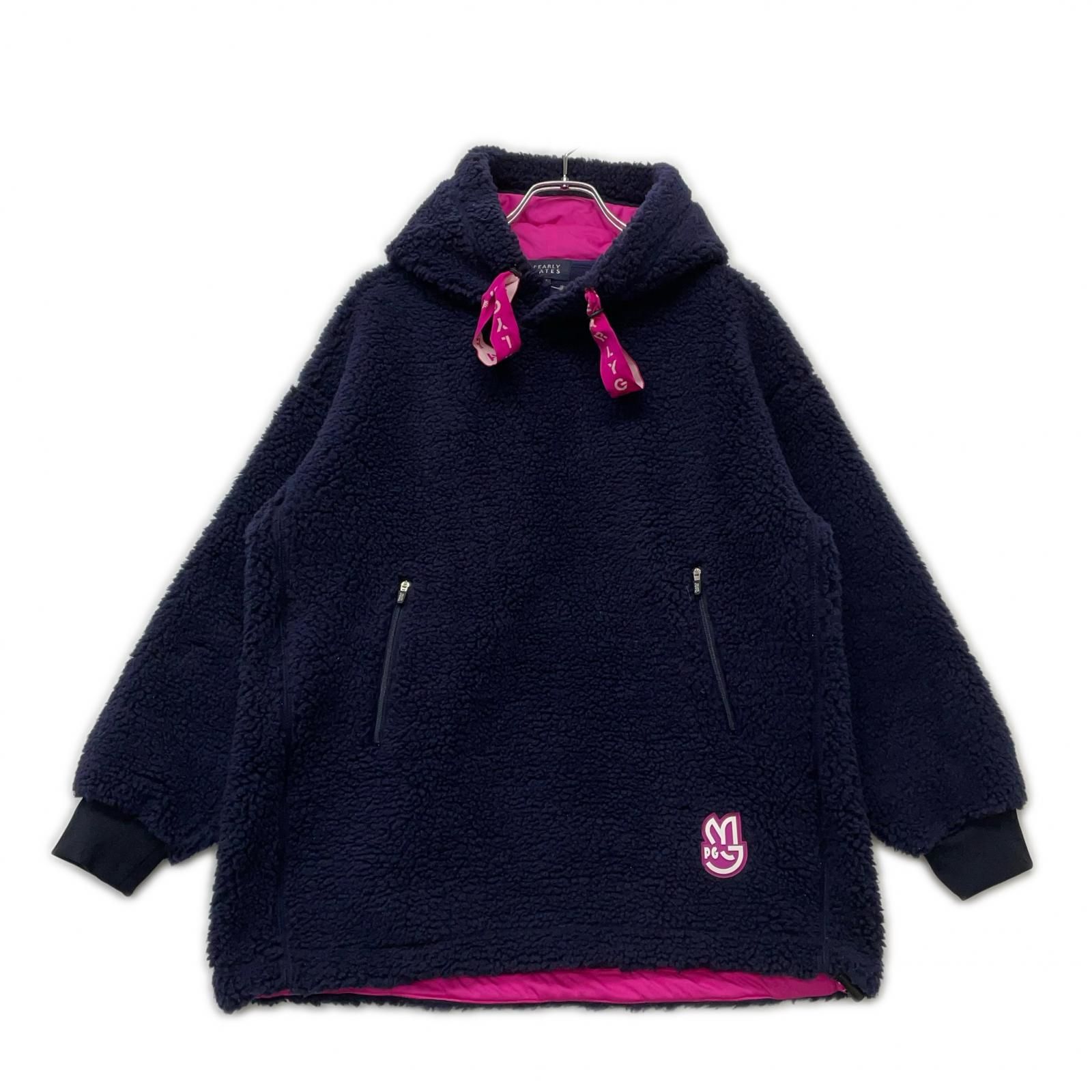 レディース パーリーゲイツ PEARLY GATES パーカー 1 M ネイビー フーディー ボア PGピース ワッペン モデル