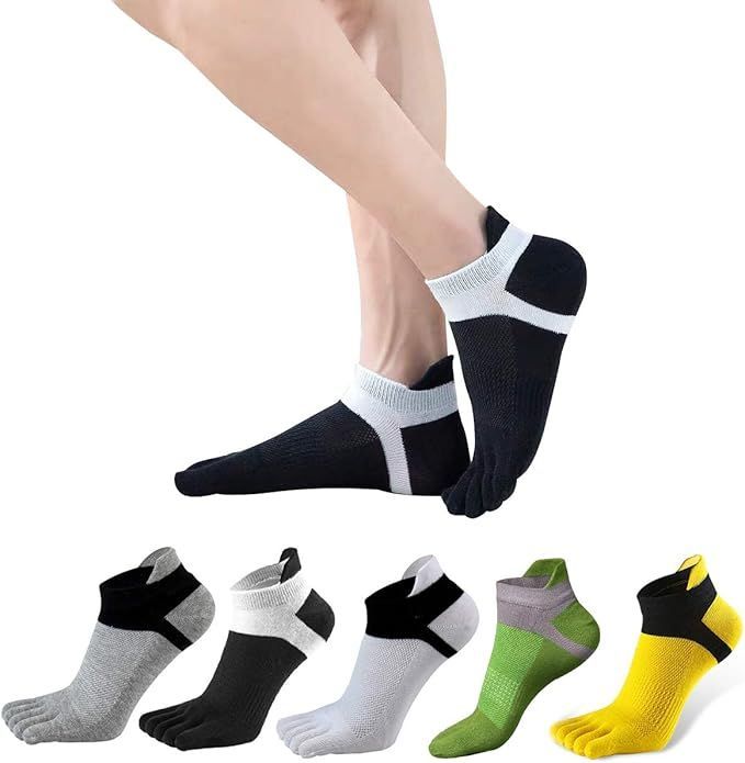 5-Toe Socks, Sports, Leisure, 5-Toe Socks, Antibacterial, Deodorant, Sweat Absorbent, Quick Dry, Exercise Running Socks, 23-28cm, 5 Pairs Set