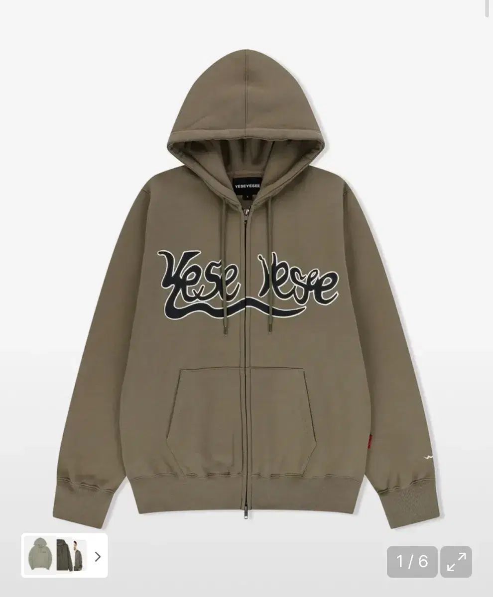 YESEYESEE スモール ロゴ フードジップアップ カーキ s