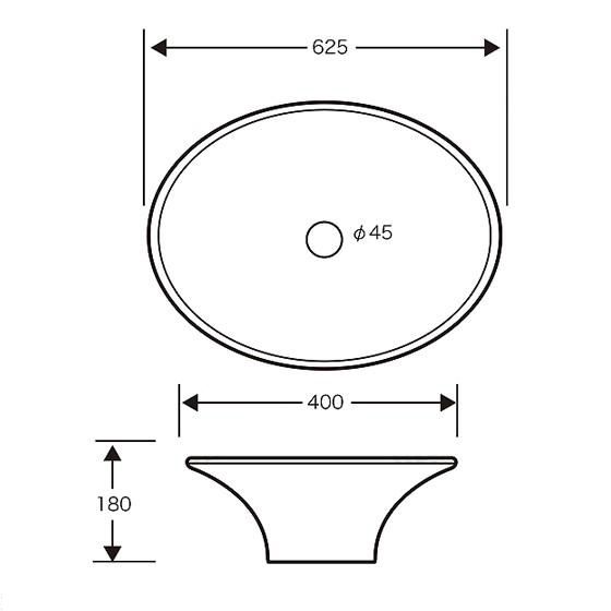  洗面ボウル B-257 オーバル型 ホワイト 置型 卓上型 手洗いボウル 陶器 浴室 浴槽 洗面所 住宅設備