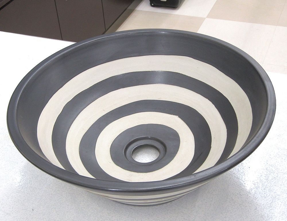 FCD 025 白黒渦巻 手洗い鉢 洗面シンク 洗面ボウル