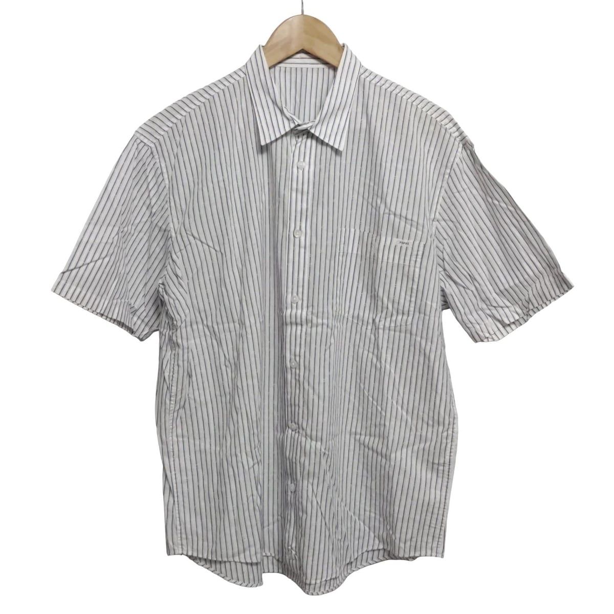 Papas パパス 半袖シャツ サイズL メンズ - 白×ブルー×レッド ストライプ