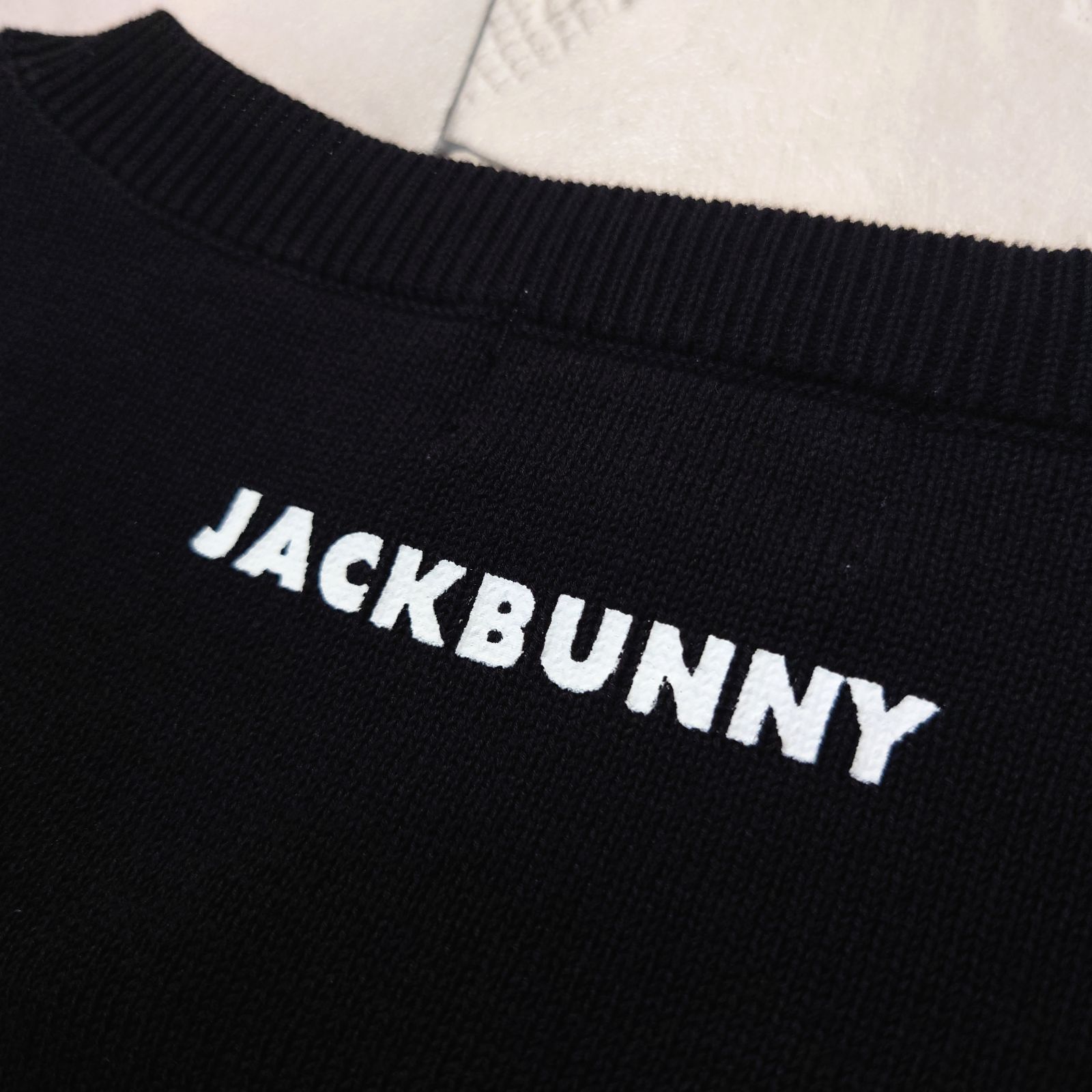 極美品 JACK BUNNY GOLF ゴルフニット ロゴニット ブラック メンズ