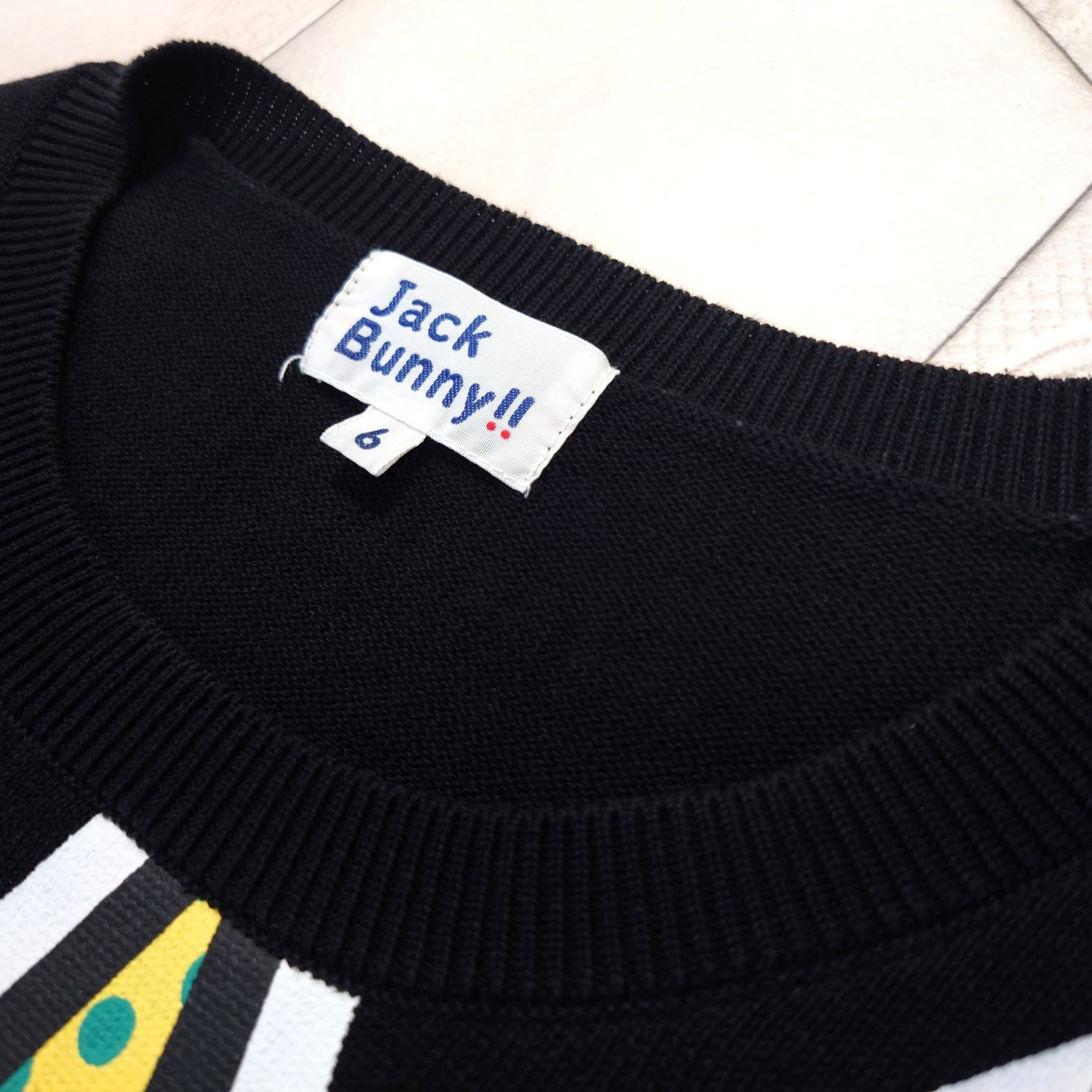 極美品 JACK BUNNY GOLF ゴルフニット ロゴニット ブラック メンズ