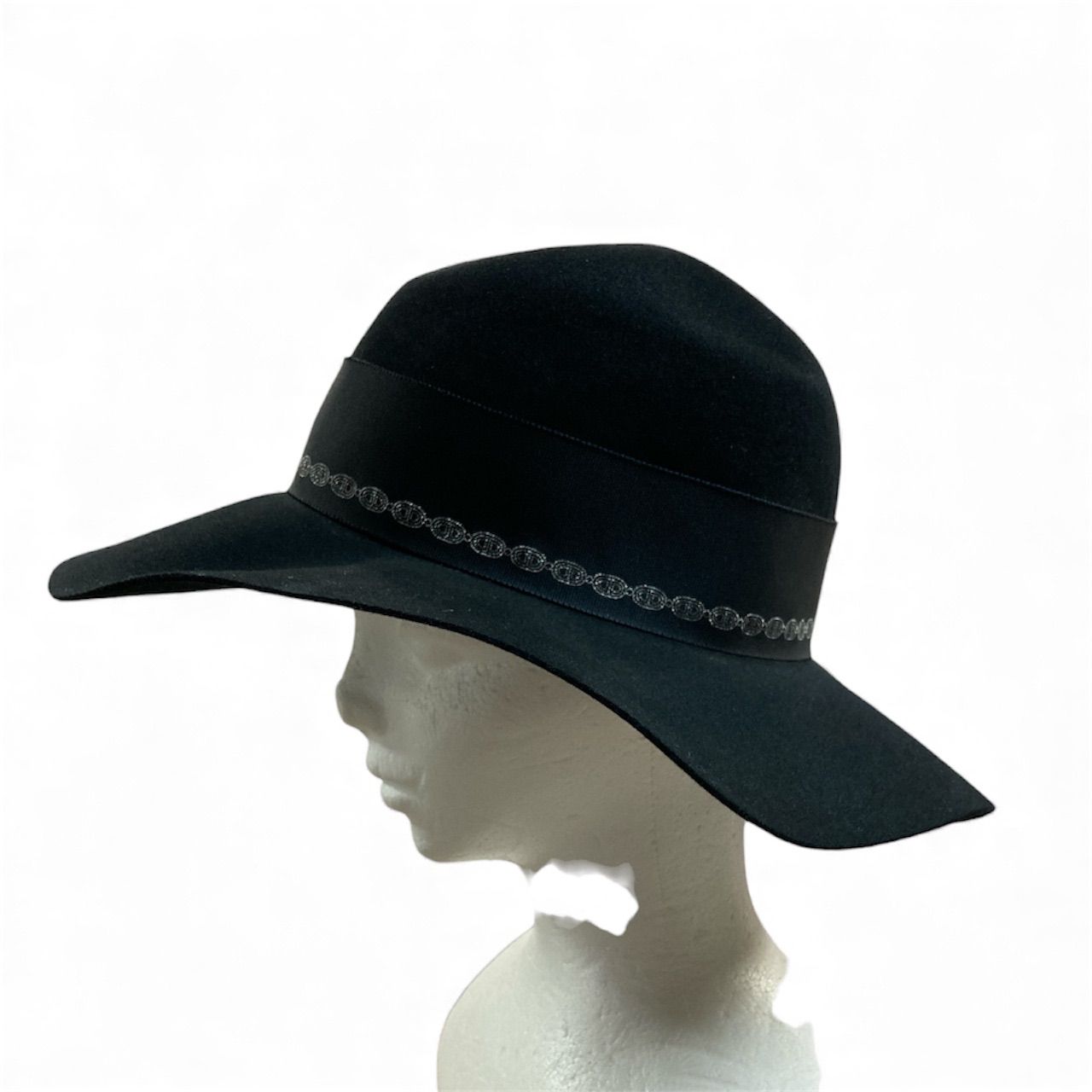 【新品未使用】HERMES フェルトハット 黒 美品 エルメス HERMES ラビット ラパン フェルト ハット ラウンド