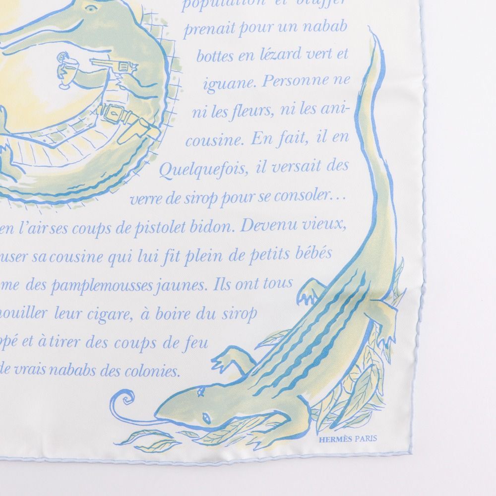 ◇エルメス◇シルク/スカーフ/プチカレ/クロコダイルのクロヴィス/希少/タグ付き HERMES】エルメス カレ45 カヴロッシュ クロコダイルモチーフの