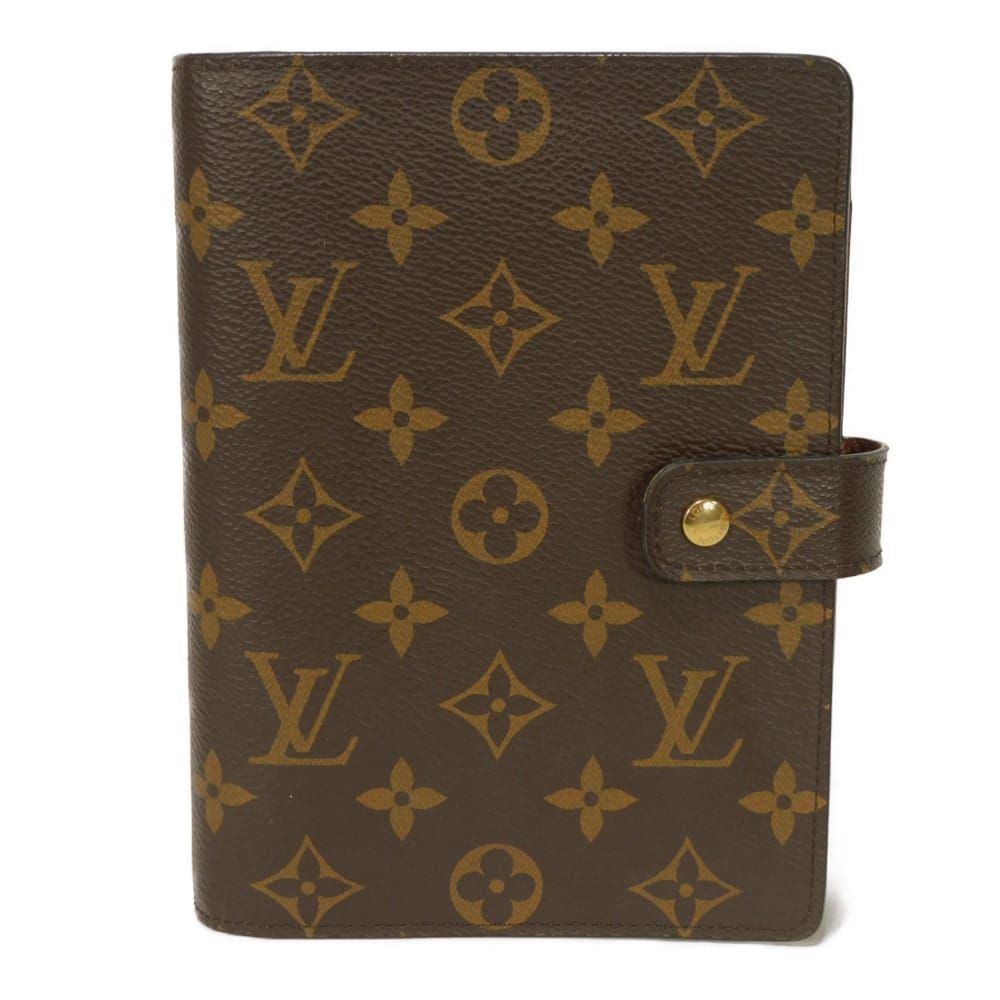 LOUIS VUITTON ルイ ヴィトン アジェンダ MM LVロゴ フラワー ブラウン スナップボタン 6穴式 ダイアリー モノグラム アルマニャック 手帳カバー R 20105