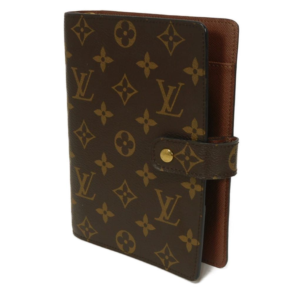 LOUIS VUITTON ルイ ヴィトン アジェンダ MM LVロゴ フラワー ブラウン スナップボタン 6穴式 ダイアリー モノグラム アルマニャック 手帳カバー R 20105