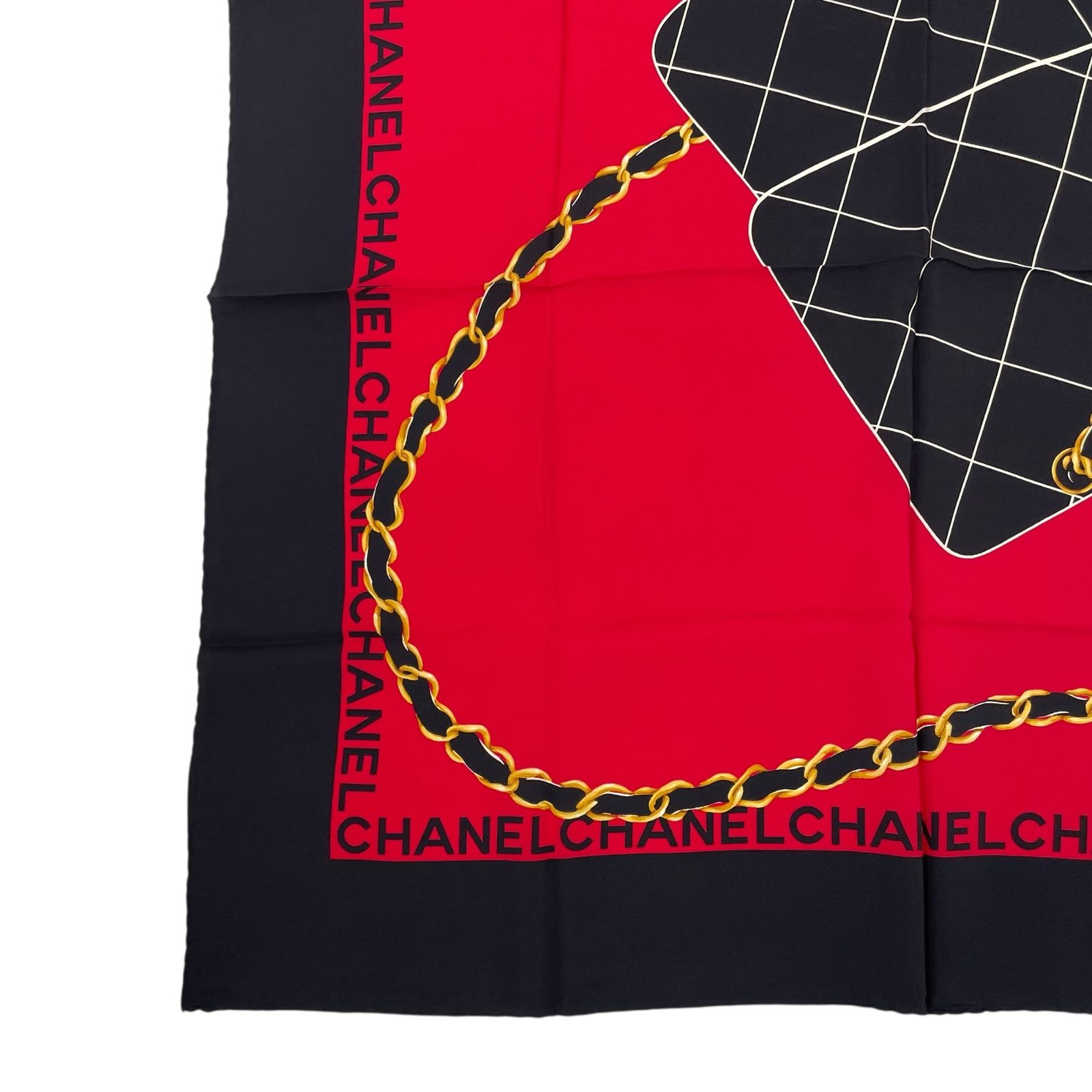 新品同様 CHANEL シャネル スカーフ 大判 シルク マトラッセ柄 ココ