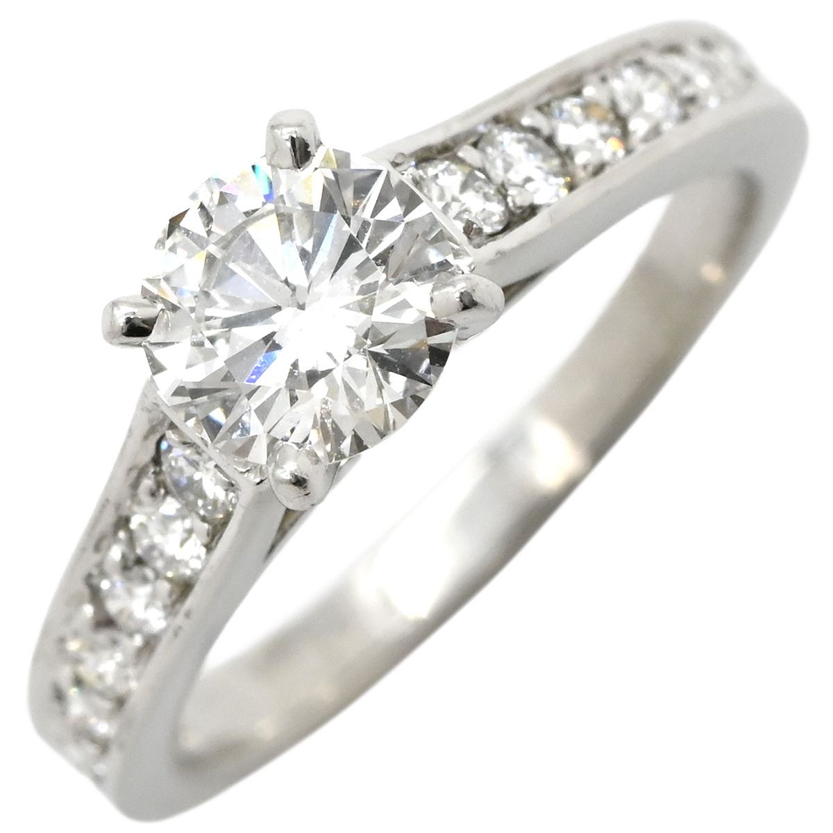 カルティエ Cartier リング 指輪 ソリテール 1895 ハーフエタニティ プラチナシルバー 47 JP 7 ダイヤモンド ブリリアントカット パヴェダイヤ 8号 箱