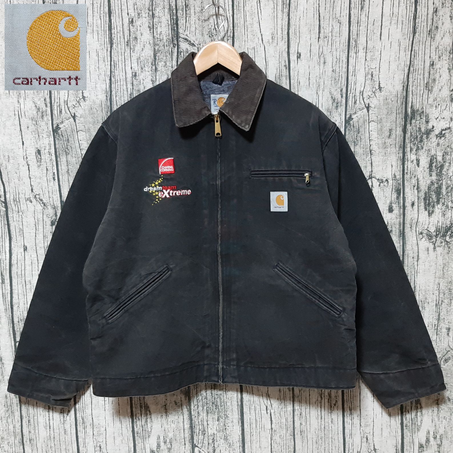 size 44】USA製 Carhartt Detroit Jacket Black デトロイトジャケット